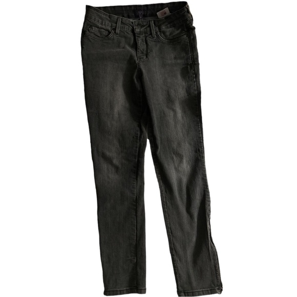 NYDJ Faded Black Zippered Ankle Stretchy Jean Legging Size 8 Flawed - Picture 1 of 11